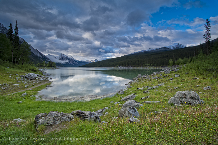 MEDICINE LAKE in July, Jasper National Park, Alberta, Canada