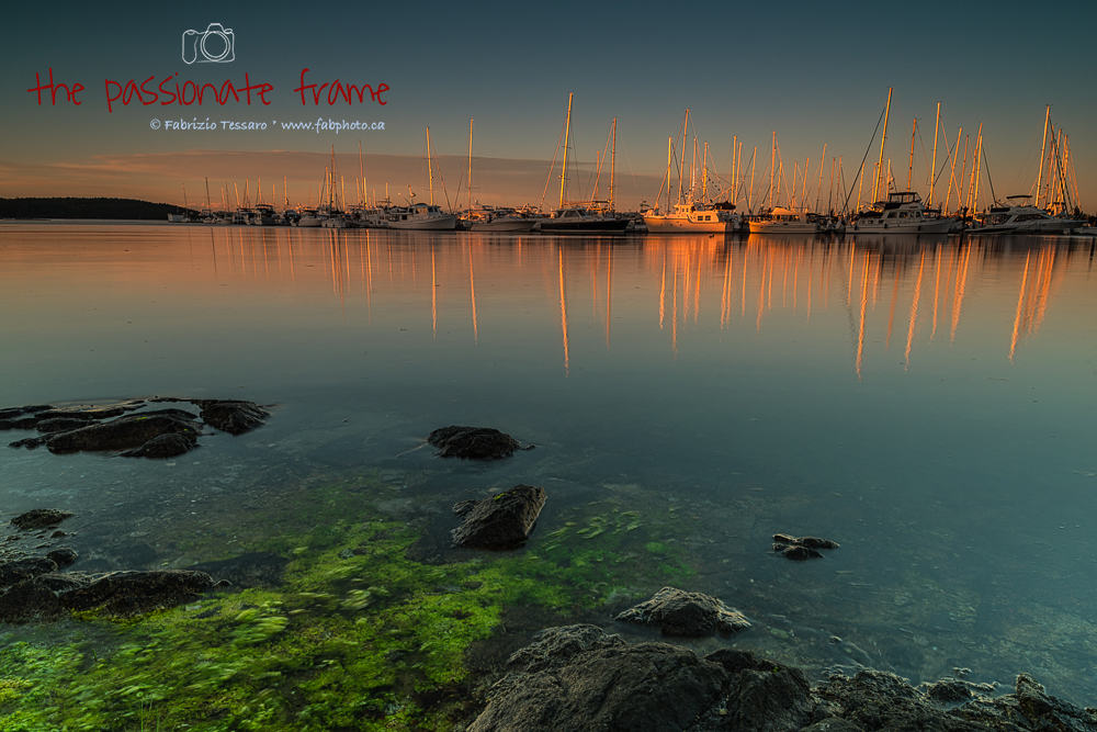 A peaceful evening as the sun sets near the Marina in Sidney, Vancouver Island, British Columbia.